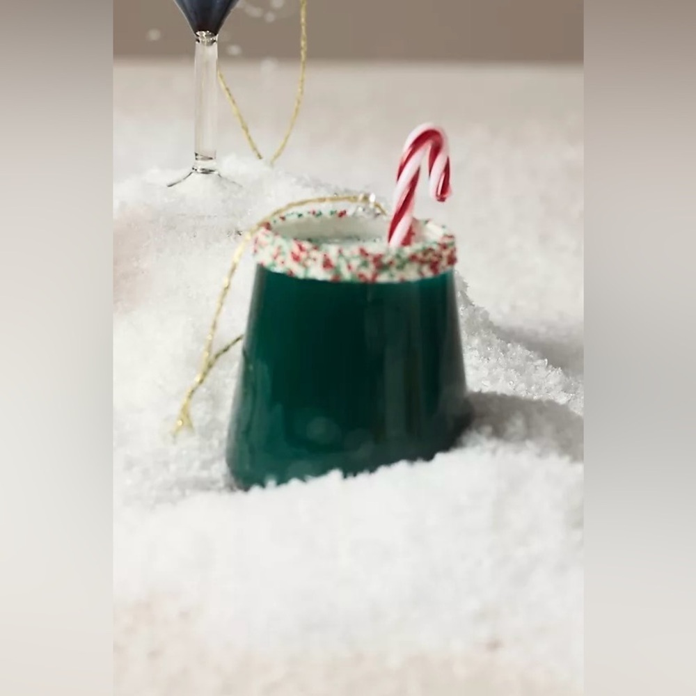 Anthropologie Peppermint Cocktail Glass Ornament NWT Green Candy Cane Christmas